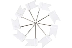 U/K Pulabo, 100 pezzi, bandierine di carta con bandiera, puntine per chiodini, puntine per la casa, l'ufficio, la scuola, la cancelleria, colore bianco, economico e durevole