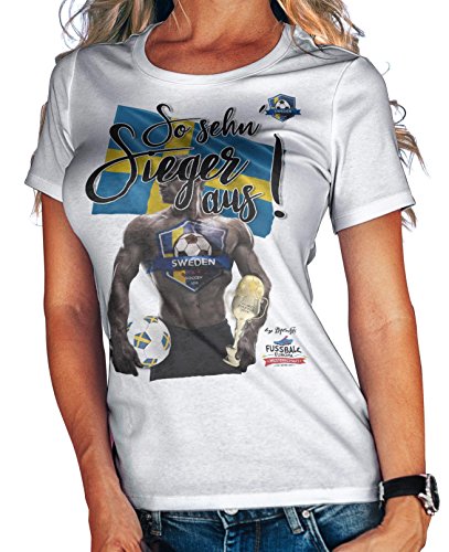 Stylotex Damen / Girlie T-Shirt So sehn Sieger aus Guy Schweden, Farbe:weiss;Größe:L