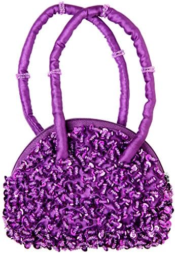 Girl's Sequins and Beaded Purse with Hand Strap Purple