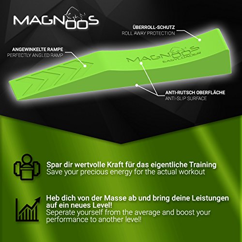 MAGNOOS Easyloader – Mühelos Gewichtsscheiben Be- und Entladen | Ideal für Kreuzheben, Crossfit, Gewichtheben, Strongman, Powerlifting, Strength & Fitness Athleten | Rutschfeste Flächen | Perfekter Halt | Kein Wegrollen Mehr Möglich | Das Perfekte Weihnachts-Geschenk für starke Athleten - 4