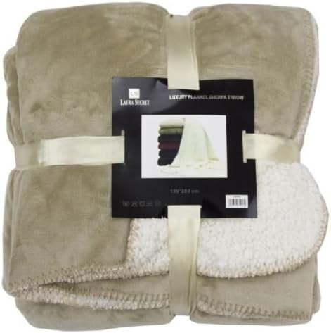 Luxury Contemporary Sherpa Fleece Sofa Bed Throw Soft Blankets & Throws For Bed Sofa, Children Fleece Bed Throw Large (Double) 150x200cm (Tan Light Brown)