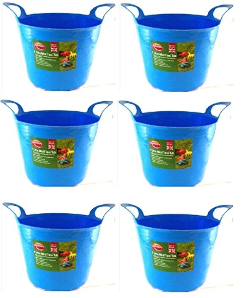 7 Litre Mini Gummi Flexi Tub Korb Aufbewahrungsbehälter Gartenarbeit DIY Haushalt - Blau