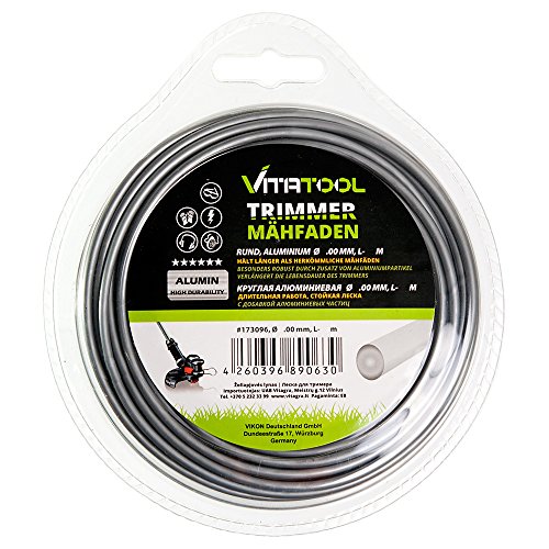 Vitatool® Mähfaden für Rasentrimmer "ALUMINIUM" Ø 2,0 mm, 15 m (Trimmerfaden) [0,17 EUR/m]