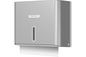 interhasa! Commercial Paper Towel Dispenser Wall Mounted Hand Towel Dispenser with Key Lock C-Fold Paper Towel Dispenser Large Capacity for Bathroom Adhesive Silver