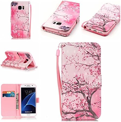 Uming® Retro Print Pattern Colorful Holster Cover Case ( Cherry tree - for Samsung Galaxy S7Edge G935 ) Artificial-leather Flip with Bracket Stander Holder Credit Card Slot Wallet Hasp Magnet Button Shell Protective Mobile Cellphone Cover Bag