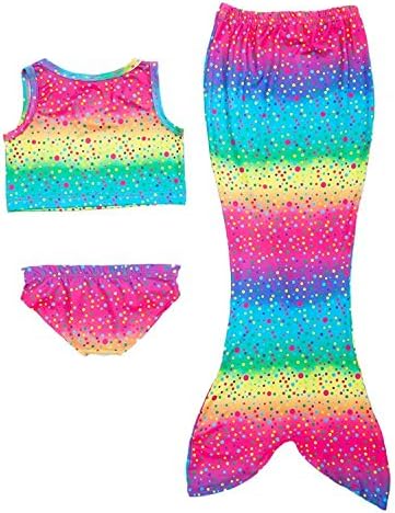 Kids Girls Swimmable Mermaid Tail Sea-Maid Bikini Swimwear Swimming Costume Sets (Style-a, 130cm)