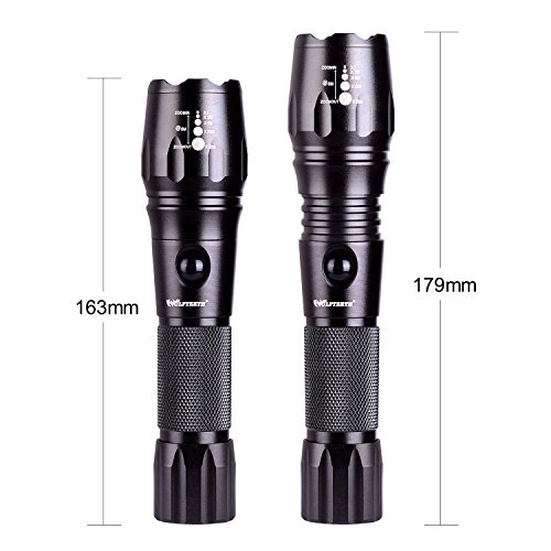 WOLFTEETH CREE XML-T6 LED Taschenlampe 4007EU Powerful, Akku, USB-Kabel, fünf Leuchtvarianten , Taschenlampe super leistungsfähige und Zoomable einstellbarer Intensität Strahl - 3