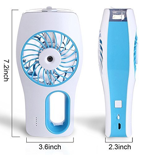 Mini USB Ventilator, Vitutech Ventilator Luftbefeuchter Mini Standventilator mit Kühlung /USB wiederaufladbare Ventilator ini Ventilator für Reisen und Heiße Sommeraußen (Blau) - 3