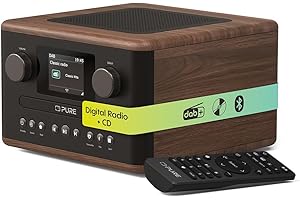 Pure Classic C-D4 – DAB Radio with CD Player Mains Powered Bluetooth 5.3 USB & AUX Colour Display 15 W Speaker Dual Alarms Sleep & Kitchen Timers Remote Control – Coffee Brown/Walnut
