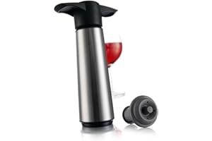‎VACU VIN Vacu Vin Weinpumpe Edelstahl mit 2 Stopfen, grau, einheitlich, 3,6x 7,5x 12,5 cm