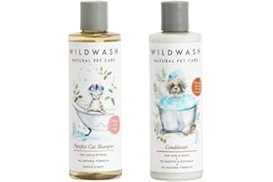 WildWash Purrfect Cat Shampoo with Added Catnip 250ml - Add Shine and Luminosity to Dull Hair - Natural, Sulphate and Paraben-Free for Sensitive Skin 250ml (Shampoo & Conditioner)