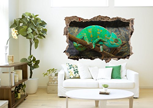 Chamäleon Natur Echse 3D-Optik Wandtattoo 70 x 105 cm Wandbild Sticker Aufkleber D103