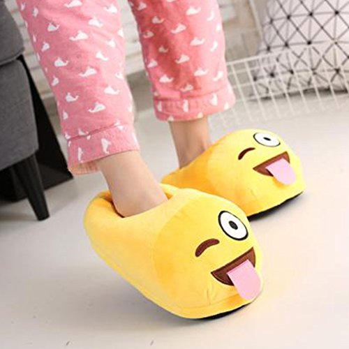 Sealands Winter Plüsch Hausschuhe Männer Frauen Unisex Erwachsene Emoji Weich Niedlich Karikatur Warm Zuhause Innenraum Schuhe (Toungue) - 6