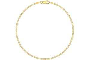 Planetys - Cavigliera a maglia marina argento 925/1000 placcato oro giallo 18 carati larghezza 2,4 mm
