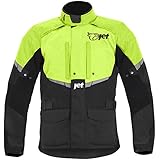 Mens Black/Fluro Textile Motorcycle Motorbike Jacket Waterproof CE Armoured … (L)