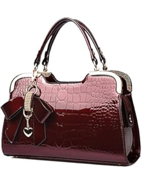 Yan Show Damen Schmetterlings-Anhänger Schulter Beutel Lackleder Handtasche Neu Krokodil Muster Handtaschen