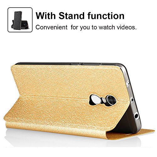 Oro Estilo de f  tbol Cuero de la PU Funda Flip Case TPU Silicona Back Cover y Protector de Pantalla Para Xiaomi Redmi Note 4 Vooway   MA00327