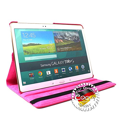 COOVY® 360° ROTATION COVER FÜR SAMSUNG GALAXY TAB S 10.5 SM-T800 SM-T801 SM-T805 SMART HÜLLE TASCHE ETUI CASE SCHUTZ STÄNDER Farbe hotpink - 3