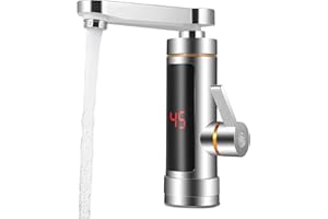 Weigudoc Grifo eléctrico instantáneo, grifo de calentador de agua eléctrico, indicador de temperatura LCD, mezcla de 360°, gr
