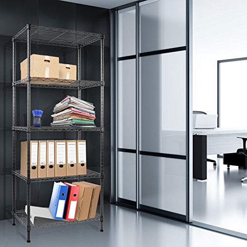 casa pura® Metallregal Rocky schwarz | dekoratives & robustes Schraubregal für Bad, Küche, Büro, Wohn- und Außenräume | verschiedene Größen (5 Böden – 90(B)x45(T)x200(H)cm) - 5