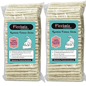 Picckola International? 1000 Gramm Rawhide Sticks Twisted Chew Sticks for Dogs Calcium Sticks(Pack of Two)