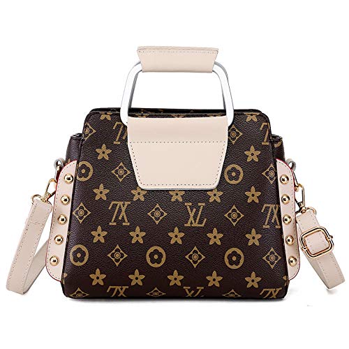 Ldyia Sac pour Femmes Sac à Main imprimé Sac à Main Rivet Vieille Fleur Portable Lettre Paquet Paquet européen et américain Vieux Sac à Fleurs