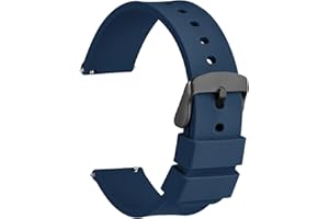 WOCCI Bracelets de Montre en Silicone, Boucle en Acier Inoxydable Noir, Libération Rapide, Bandes de Rechange en Caoutchouc Souple 13 Couleurs, 14mm 16mm 18mm 19mm 20mm 21mm 22mm 24mm