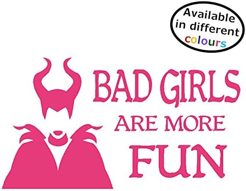 Maleficent Vinyl Sticker Bad Girls are More Fun - Fun Disney Inspired Villain Decal for Car, Wall, Mirror (Med - 14cm x 25cm, Pink)