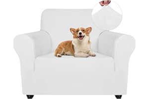 Ystyle Copridivano Velluto, Copripoltrona 1 Posto Con Braccioli, Copridivano Antigraffio Gatto, Copri Divano Elasticizzato, Copridivani Antimacchia Lavabile Antiscivolo, Bianco