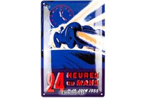 Nostalgic-Art Plaque rétro, 20 x 30 cm, 24h Le Mans – Racing Night Blue 1955 – Idée cadeau pour fans de moteur, Official License Product (OLP), en métal, design vintage