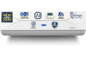 Carrier 1.5 Ton 3 Star Wi-Fi Smart Flexicool Inverter Split AC (Copper, Convertible 6-in-1 with Wi-Fi with Geo-Fencing, Smart Energy Display, New BEE rated, CAI18CE3R36W0/CAI18CE3R36W1, White)