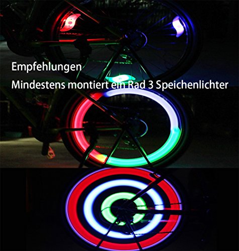Goldfox® 4x Fahrrad Rad LED Speichen Licht Lampe Blinker Spoke Beleuchtung Rot Gelb Grün Mehrfarbig - 7
