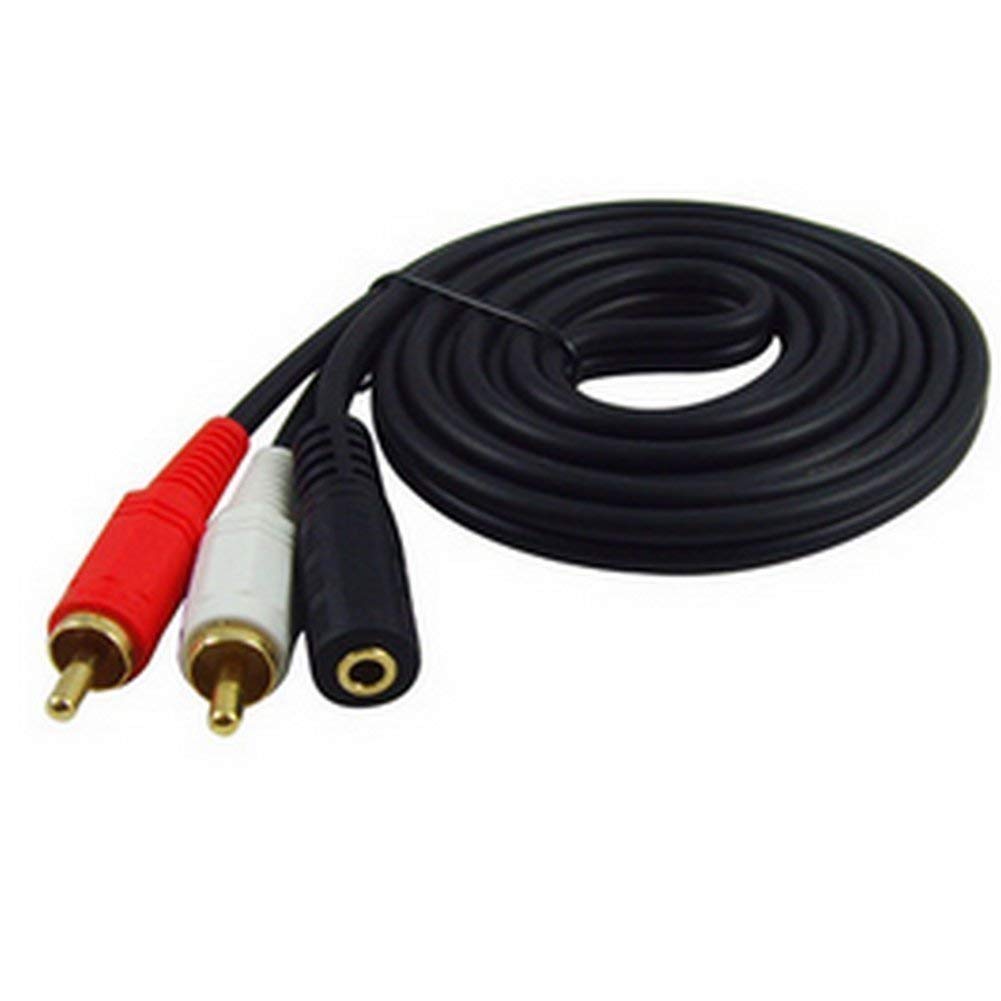 VRCT 3.5Mm Female Stereo Jack To 2 Rca Male Plugs Cable for Personal Computer (1.5 Meter/4.9 Feet, Black)