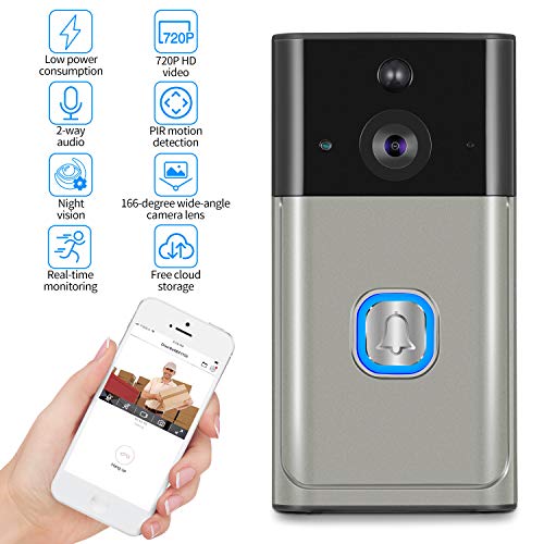 Sonnette sans Fil Extérieur, ZEEPIN Sonnette WiFi Caméra pour Maison Bureau
