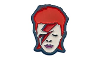 PYRAMID INTERNATIONAL Badge David Bowie en émail Motif Aladdin Sane 3,2 cm x 2,3 cm – Produit officiel, taille unique, Émail, métal, argent, Sans pierre précieuse