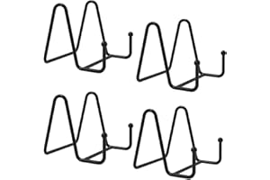 Bssowe Czarny metalowy stojak na talerze, 4 sztuki, żelazna sztaluga, stojak na ramki, żelazny stojak na wyświetlacz, stojak na zdjęcia, dekoracyjne talerze i sztuka stołowa (czarny)