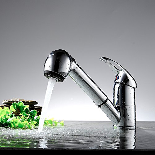 Kaleep Spültischarmatur mit herausziehbarer Geschirrbrause Küche verchromt Hochdruck Armatur Mischbatterie Einhandhebelmischer Wasserhahn Spültisch Wasserhahn