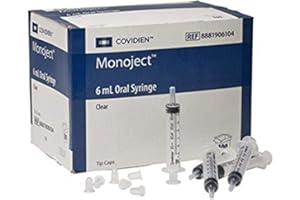 Covidien 8881906104 Monoject Oral Syringe, Polypropylene, 6 mL Capacity, Clear (Pack of 100)
