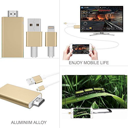Lightning HDMI Kabel, Apple Super Speed Anschluss auf 8-Pin-Stecker auf Stecker HDMI 1080p HDTV-Adapterkabel mit USB-Ladekabel für iPhone iPad 5 5S 6 6S Plus System - 4