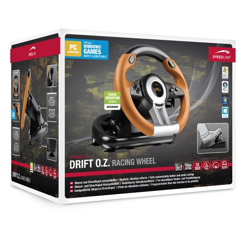 Speedlink Drift O.Z. Lenkrad für PC (Schaltknauf, Gas- und Bremspedale, XInput und DirectInput, Vibrationsfunktion, einstellbare Lenk-Empfindlichkeit) schwarz-orange - 4