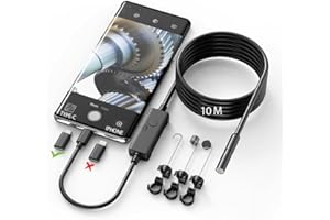 CUNSIEUN Endoscopio telecamera di ispezione con luce, 8 mm, IP67, impermeabile, tubo di scarico per Android, iPhone, iPad, 1080P HD endoscopio (10 m)