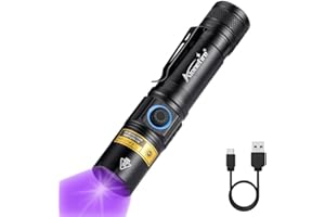Alonefire SV38 5W 365nm Professional UV Torch Light USB C Rechargeable Black Light Ultraviolet Woods Lamp Money Checker Pet Urine Detector for Resin Curing, Scorpion, Minerals, Bed Bug with Battery