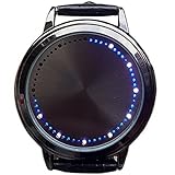 BlueVega Kunstleder Armband Uhr-Vorwahlknopf-Edelstahl-Berühren Sie den Bildschirm LED-Blau-Schwarz