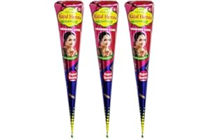 AARNAV Fresh Dark Brown Kajal Henna Cones for Natural Temporary Tattoos Kajal Mehndi Cone for Temporary Tattoos and Body Art (Pack of 3)