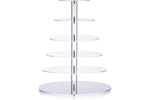Ulifeme Cupcake Stand, 6 Livelli Alzata per Cupcakes, Buffet, Nuziali, Focaccina, Supporto per Compleanno e Partito, Acrilico Spessore 4mm e Bordo Liscio, Diametro Rotondo 16''/14''/12''/10''/8''/6''