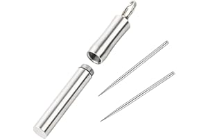 ‎POLLY ONLINE Tragbar Zahnstocher, Taschen Größe Zahnstocherhalter aus Edelstahl + 2pcs Titan Zahnstocher Geschenk für Weihnachten Business Reisen Wandern Camping Outdoor
