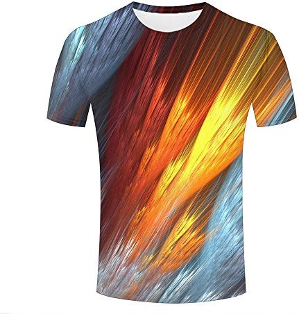 Men's Fashion T Shirt 3D Print Feathers Magical Abstract Peculiar Unisex Couple Short Sleeve Tees Top XXL