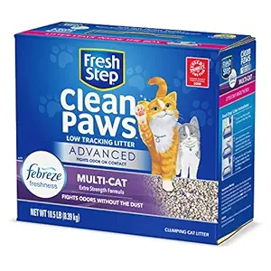 Fresh Step Advanced Clean Paws Clumping Cat Litter, Low Tracking Cat Litter with Odor Control - 18.5 lb, Gray (32397)