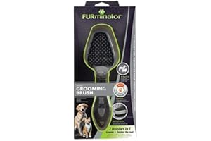 FURminator Podwójna szczotka dla psów i kotów - pielęgnacja sierści szczotka 2 w 1 do usuwania sęków, luźnych włosów i brudu, szara