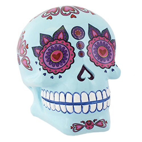 Geld Boxen Day Of The Dead Bemalt Spardose Schädel In Bonbon Blau